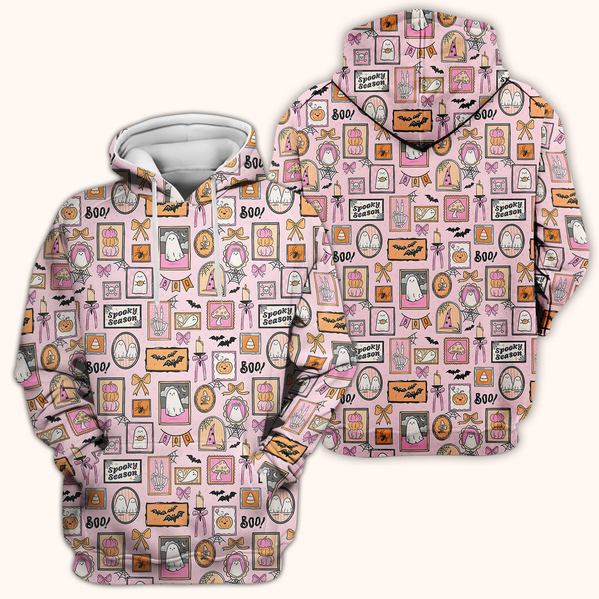 Pink Halloween Ghost Gallery Nurse Scrub Top