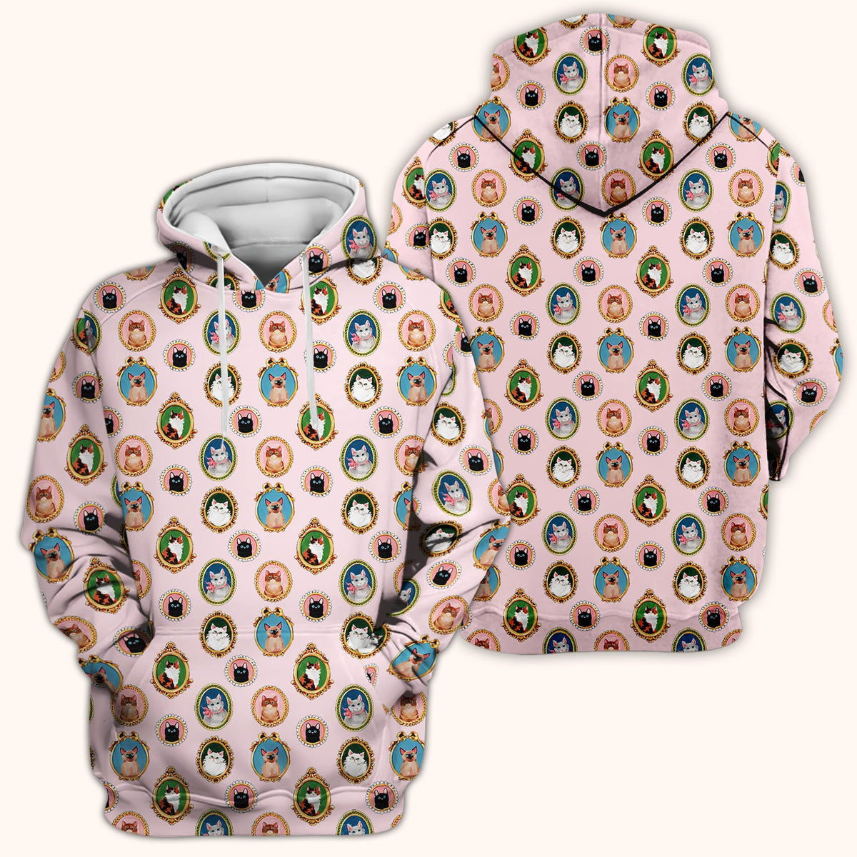 Vintage Cat Portrait Nurse Scrub Top