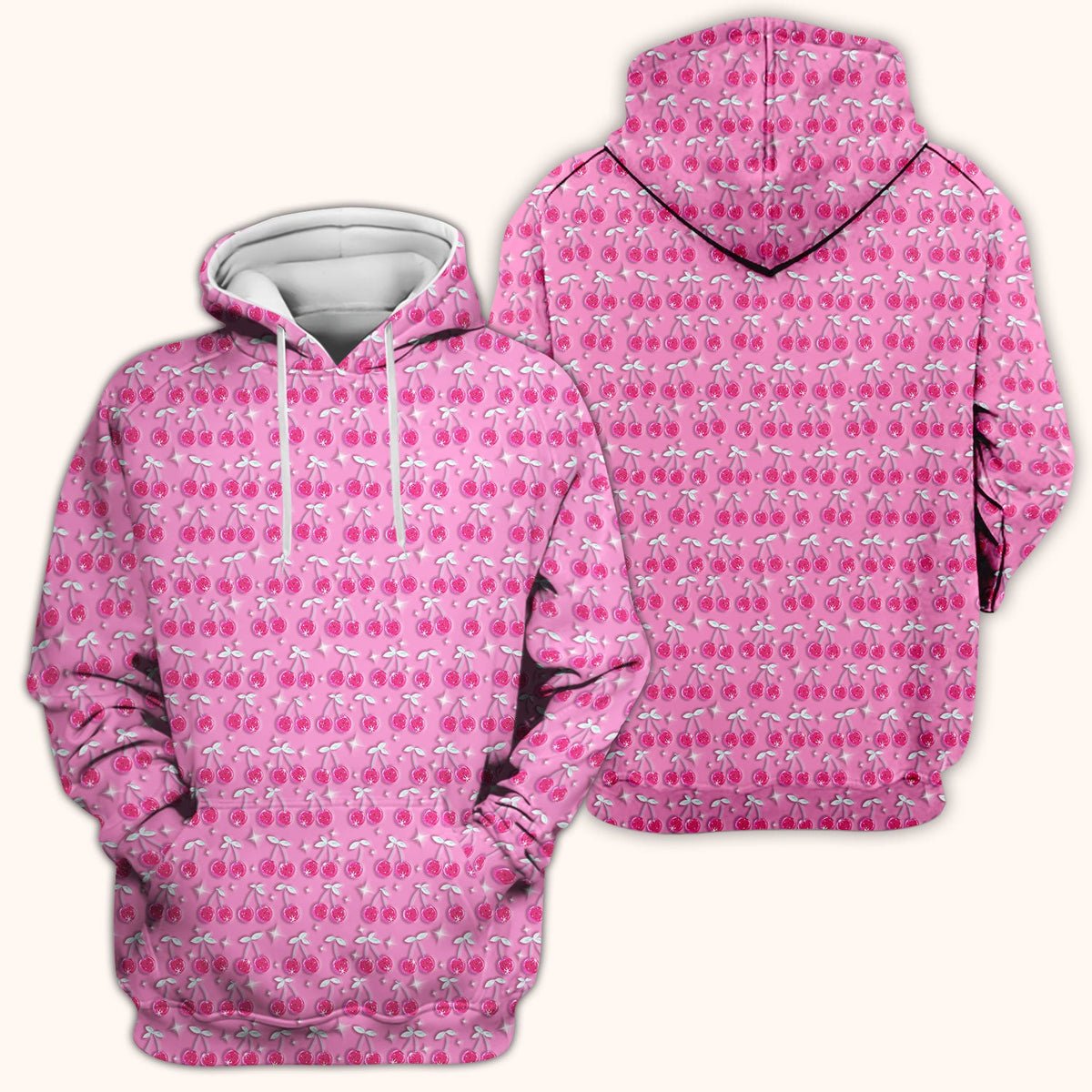 Pink Cherry Sparkle Nurse Scrub Top