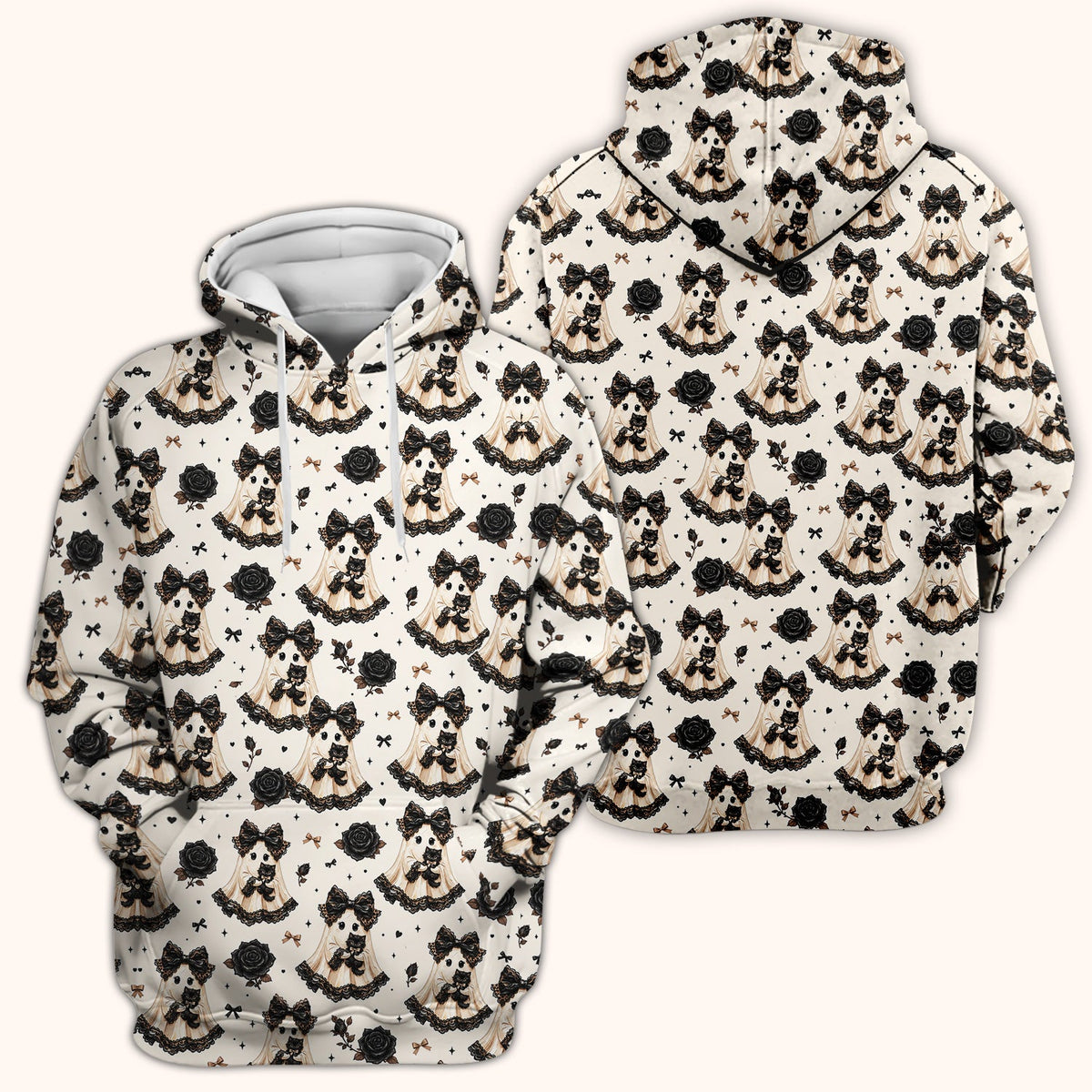 Ghost Black Cat Nurse Scrub Top - Halloween Gift