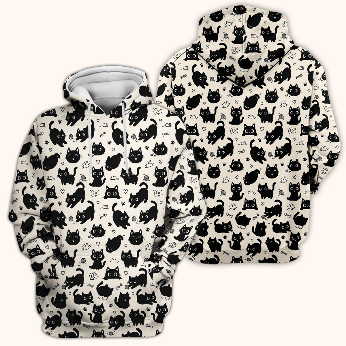 Playful Black Cat Nurse Scrub Top