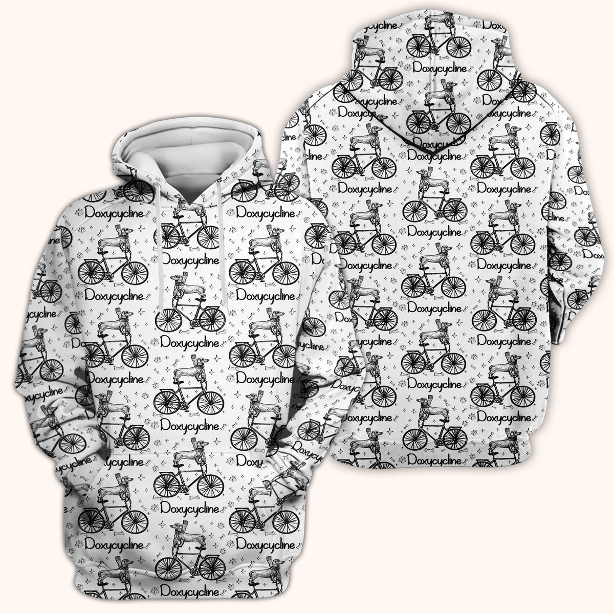 Funny Doxycycline Dog Bicycle Print Scrub Top, Comfortable Scrubs for Nurses