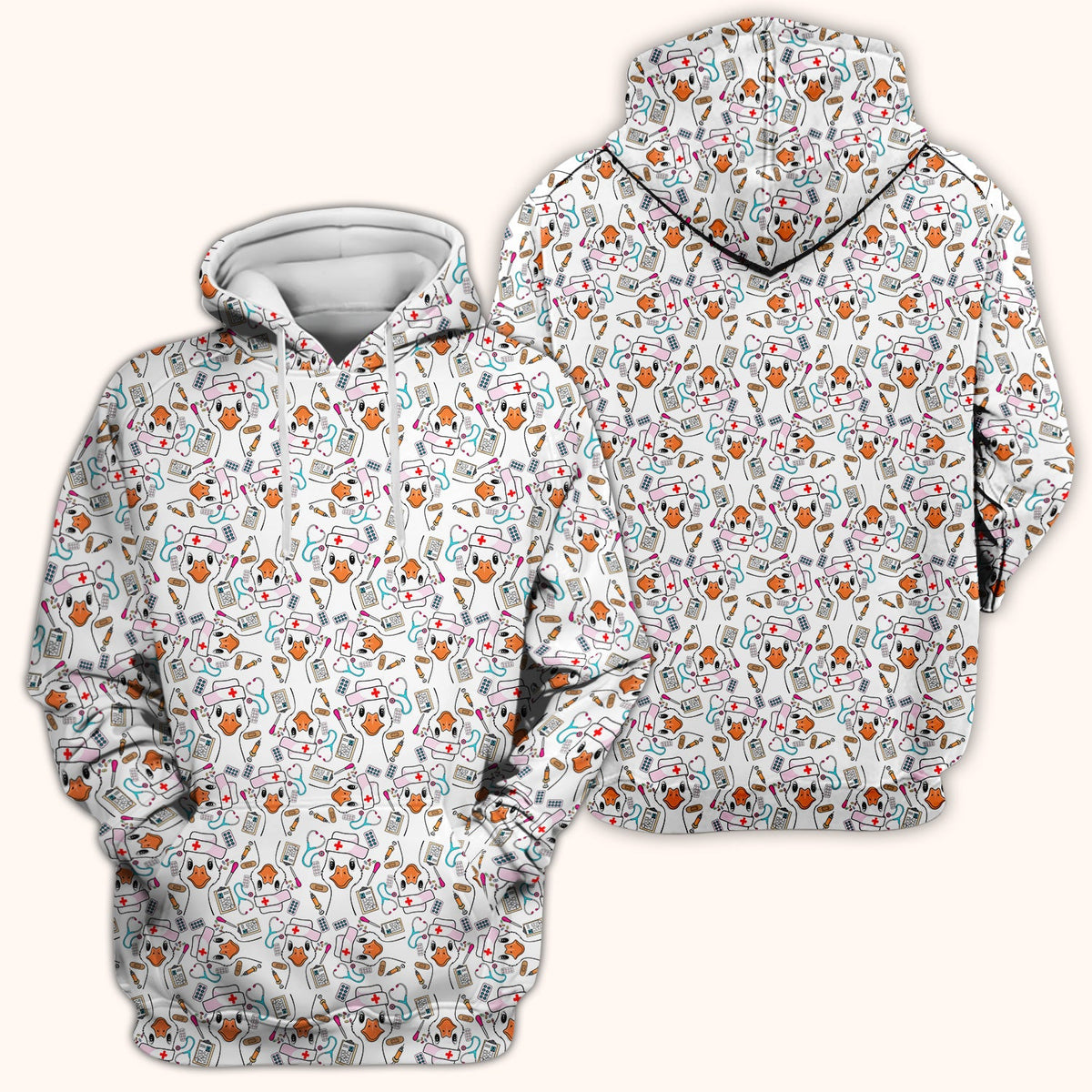 Duck Wearing Hat With Medical Tools Nurse Scrub Top