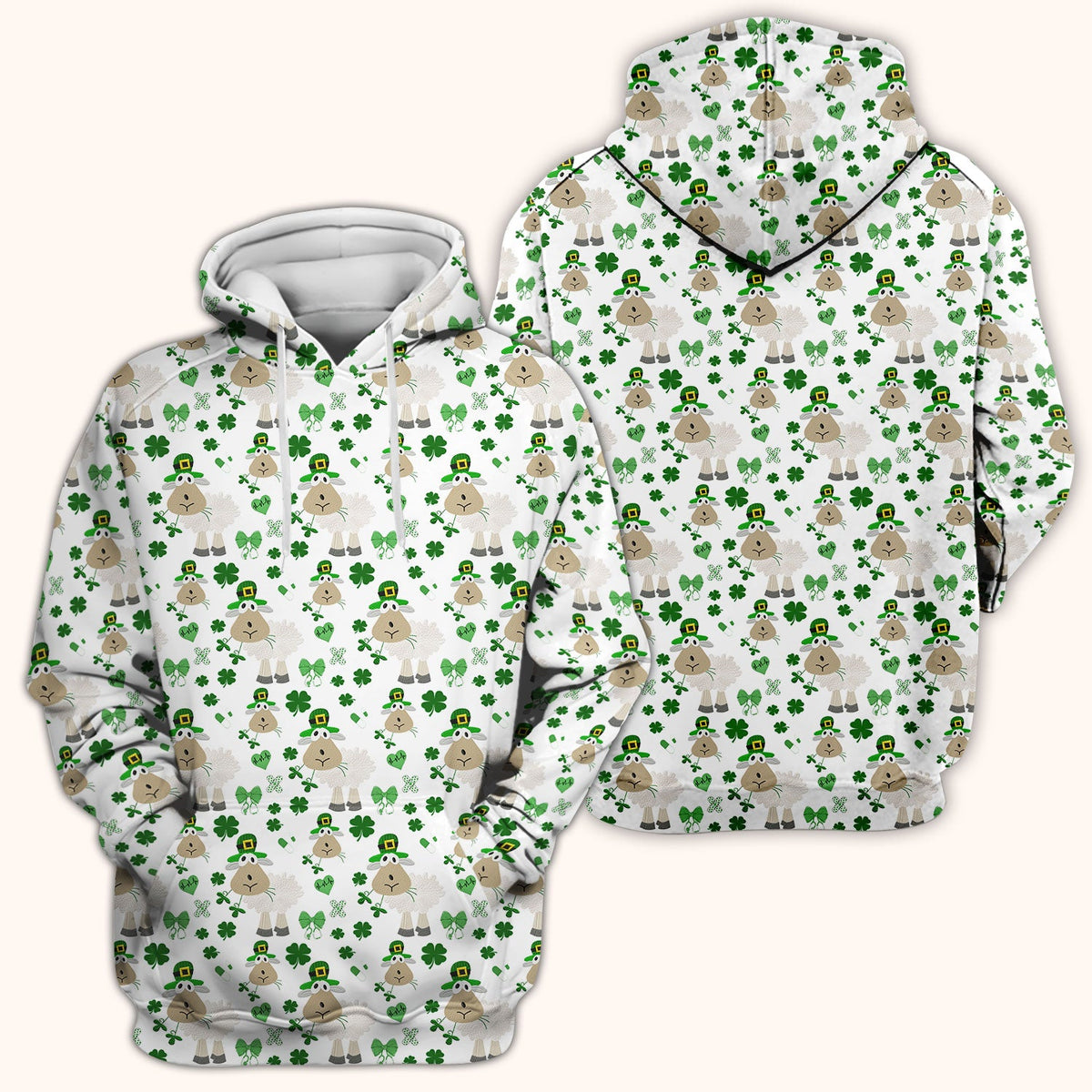 Nurse St. Patrick's Day Scrubs Top, Cute Sheep Shamrock Pattern Nurse Shirt, Breathable Fabrics Nursing Uniform