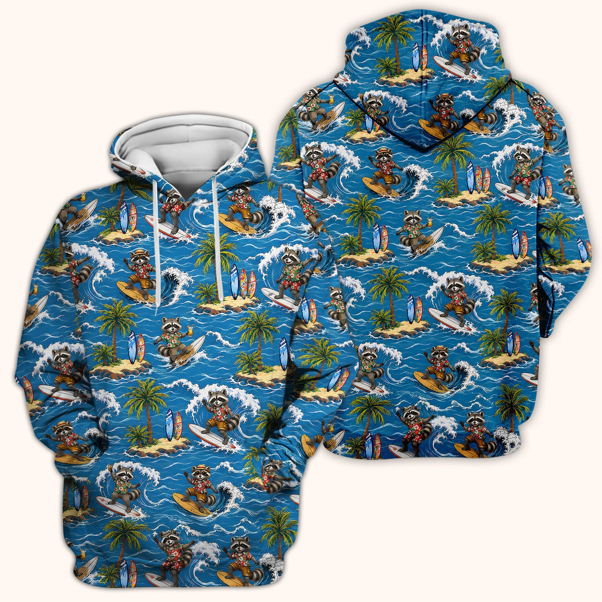 Tropical Surfing Raccoon Island Nurse Scrub Top