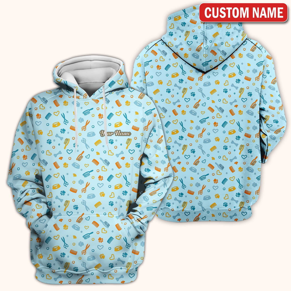 Personalized Dog Cat Grooming Nurse Scrub Top