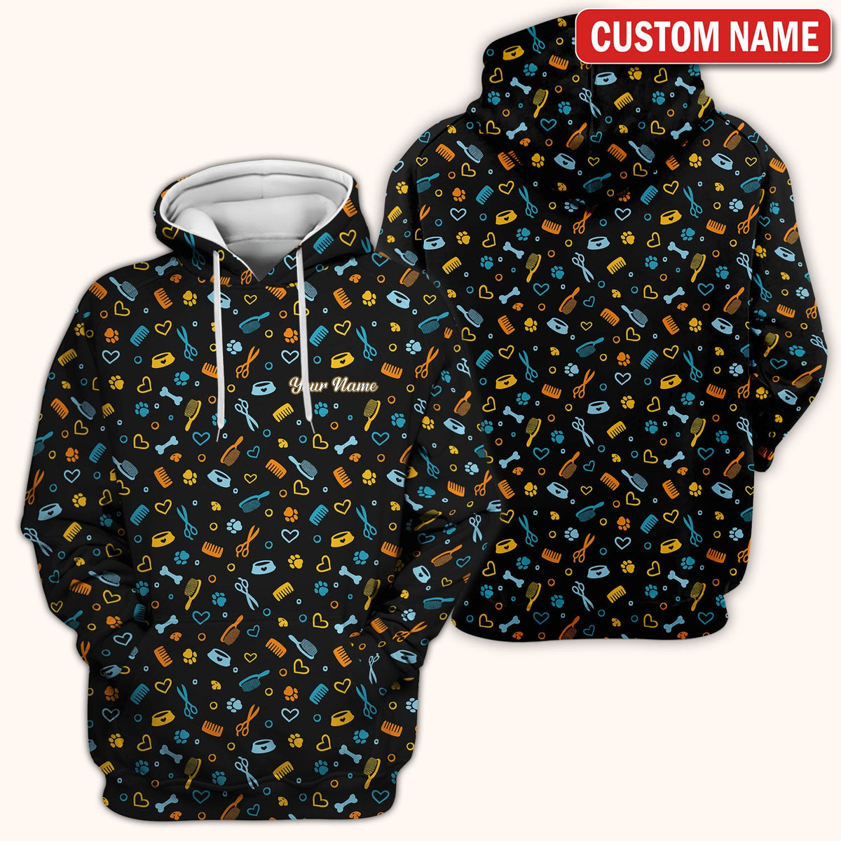 Personalized Dog Cat Grooming Nurse Scrub Top