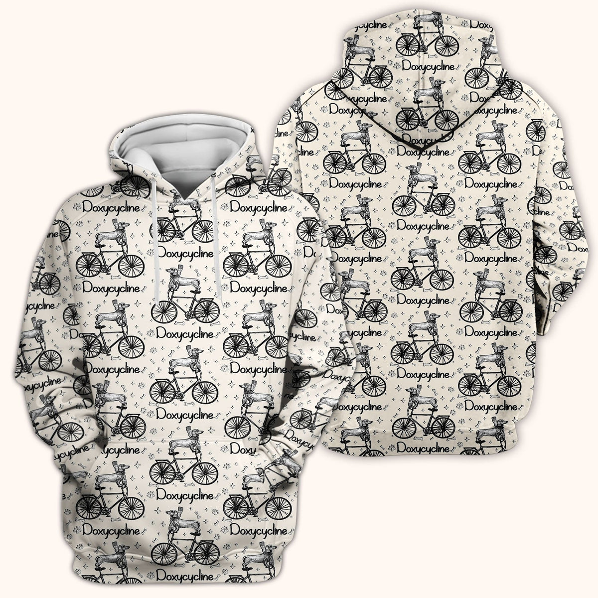 Funny Doxycycline Dog Bicycle Print Scrub Top, Comfortable Scrubs for Nurses