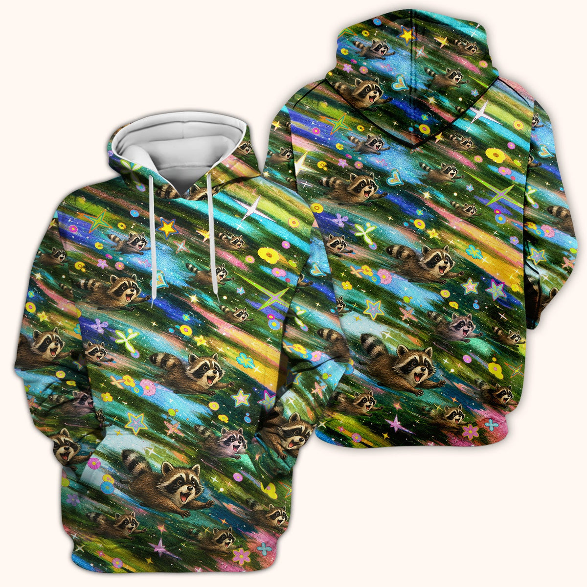 Raccoon Rainbow Dash Nurse Scrub Top