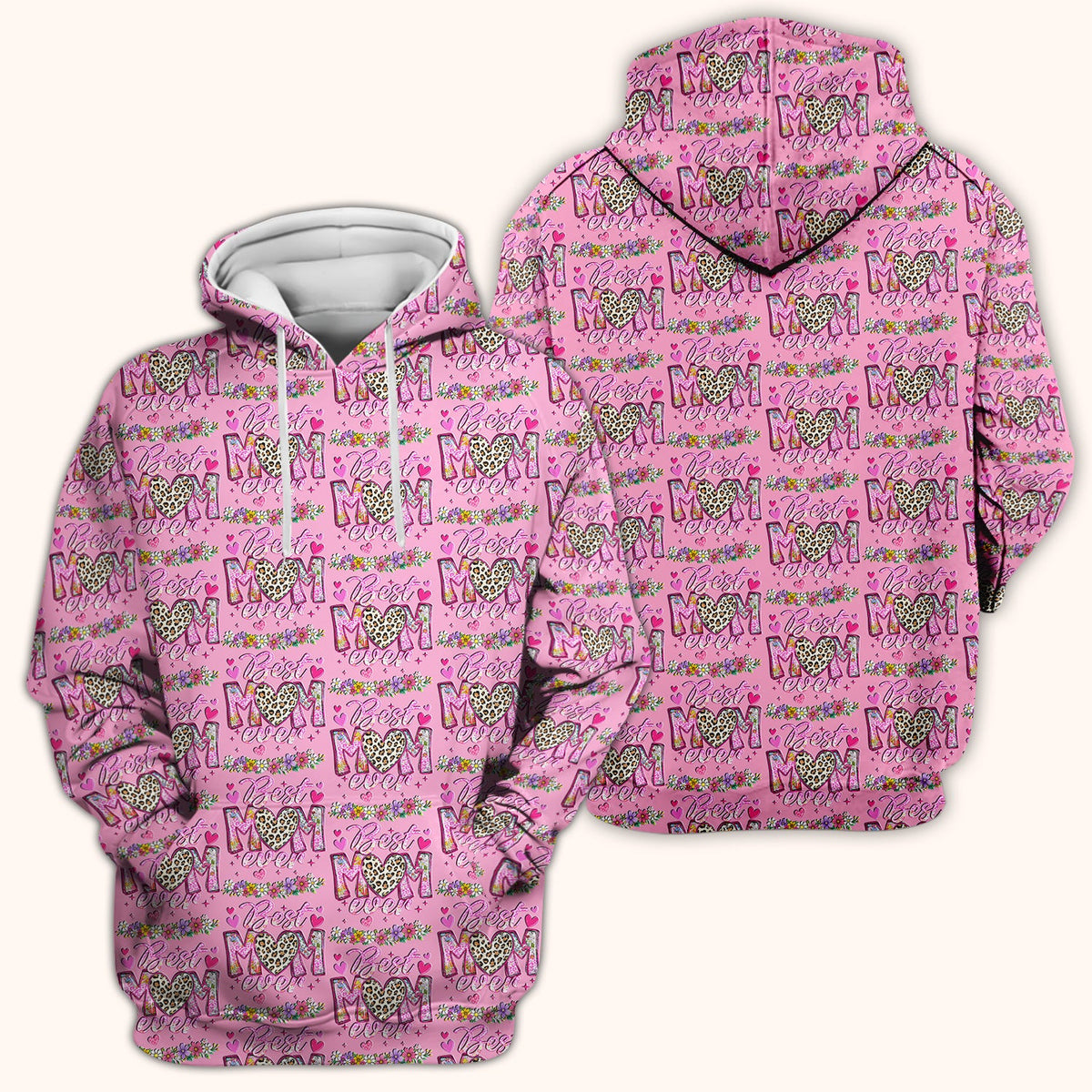 Best Mom Ever Leopard Heart Nurse Scrub Top
