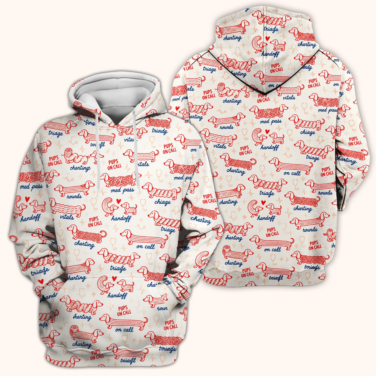 Pups On Call Dachshund Nurse Scrub Top