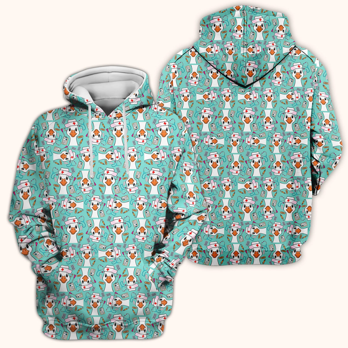 Duck Wearing Hat With Medical Tools Nurse Scrub Top