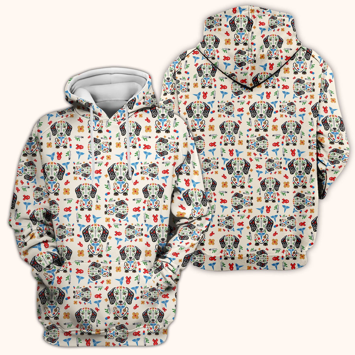 Dachshund Medical Icon Nurse Scrub Top