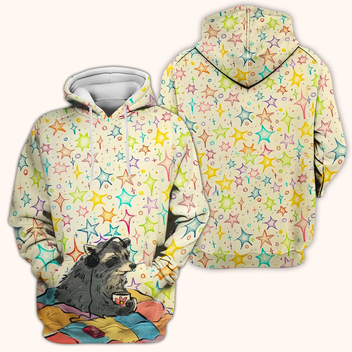 Chill Raccoon Starry Music Nurse Scrub Top