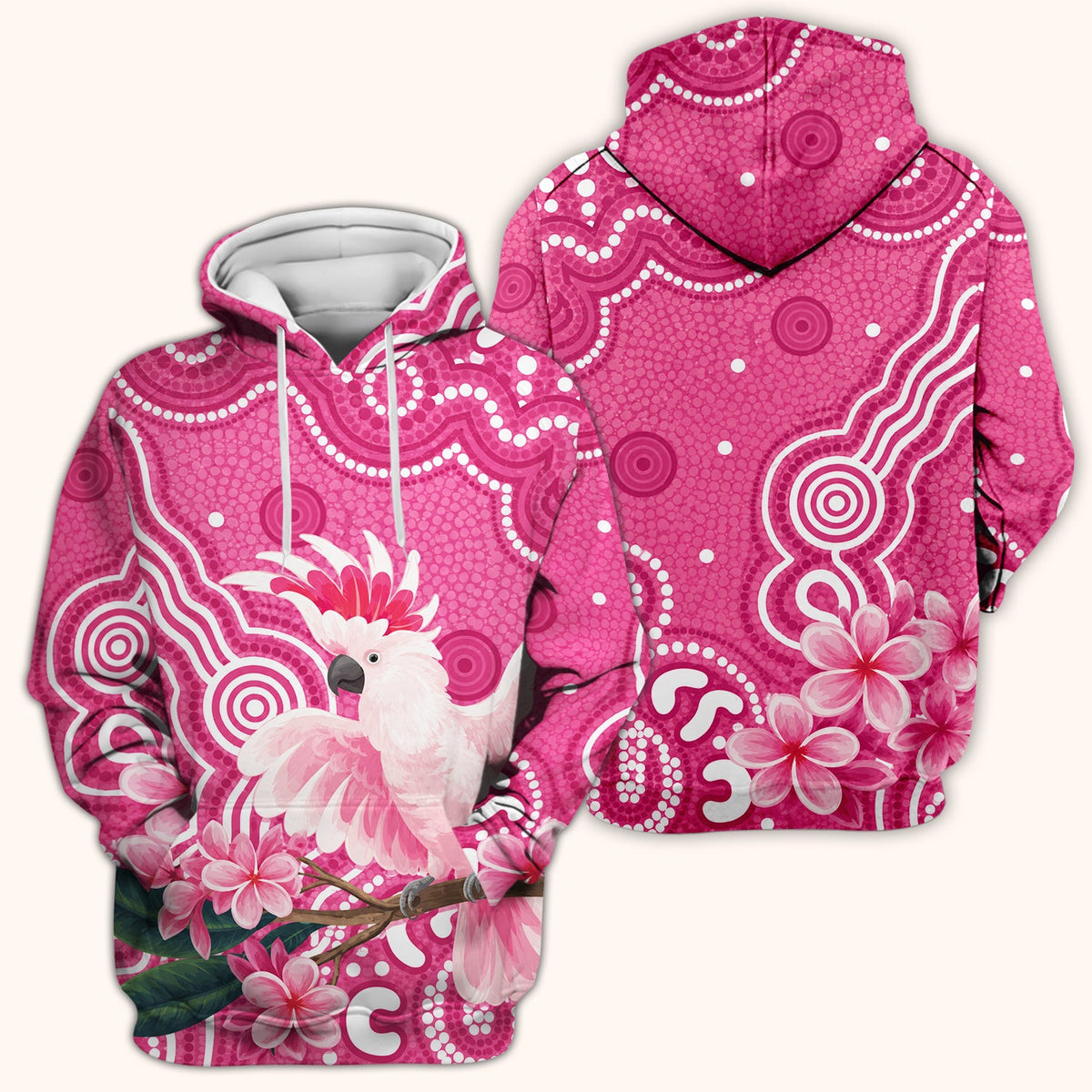 Pink Cockatoo Floral Dot Nurse Scrub Top