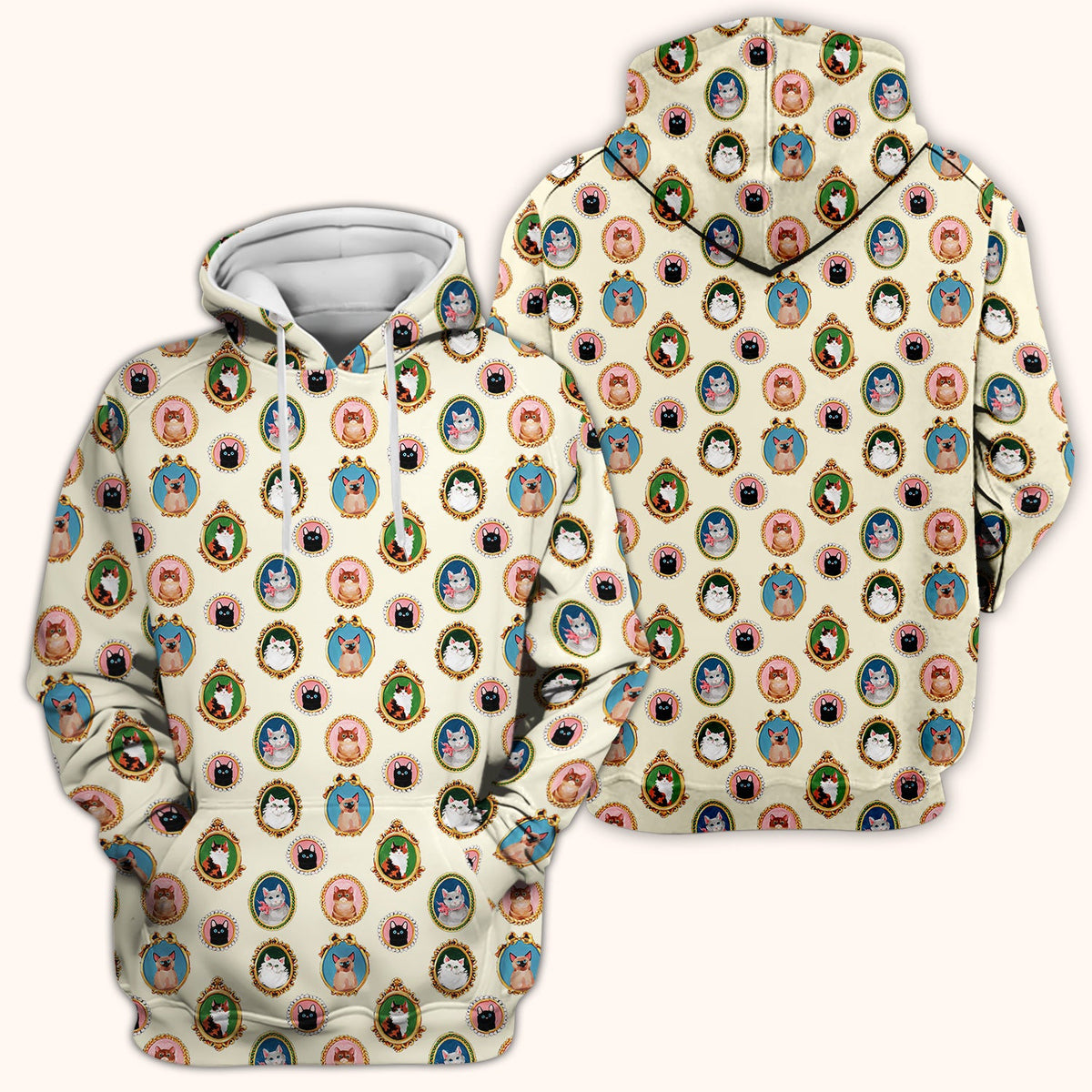 Vintage Cat Portrait Nurse Scrub Top