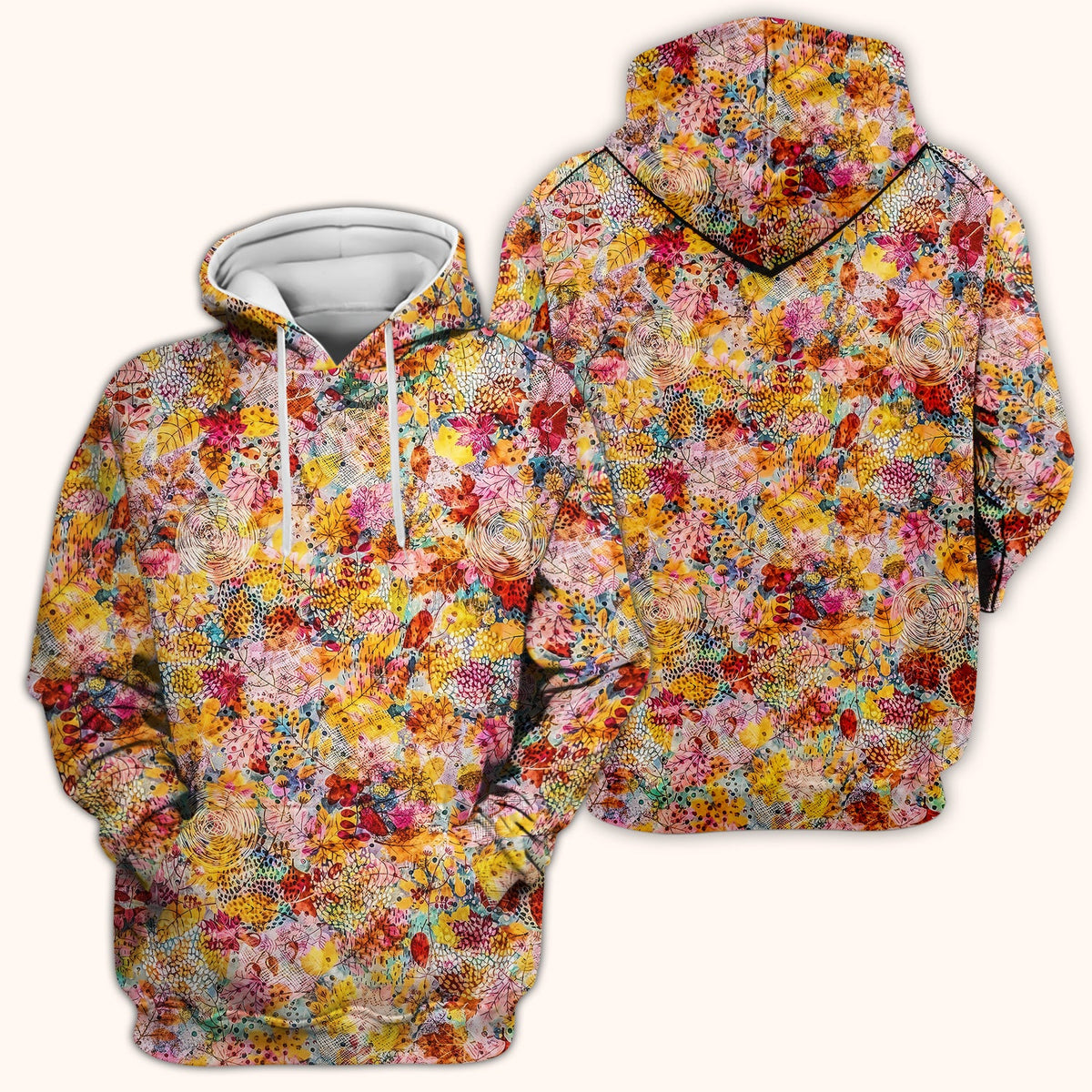 Autumn Floral Leaves Nurse Scrub Top
