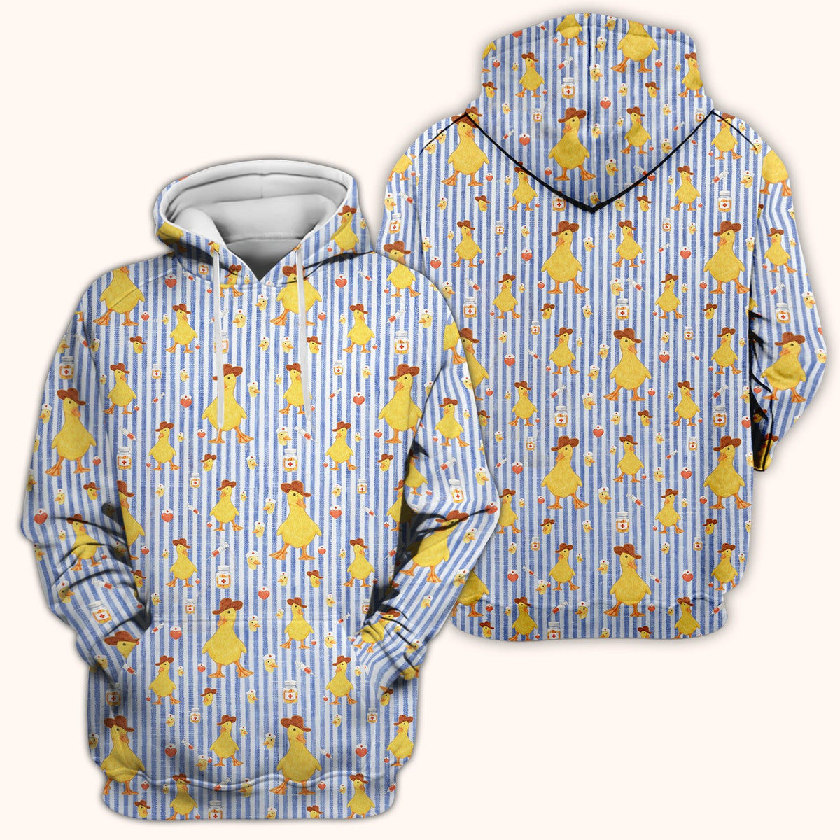 Cowboy Ducktor Vertical Stripe Nurse Scrub Top