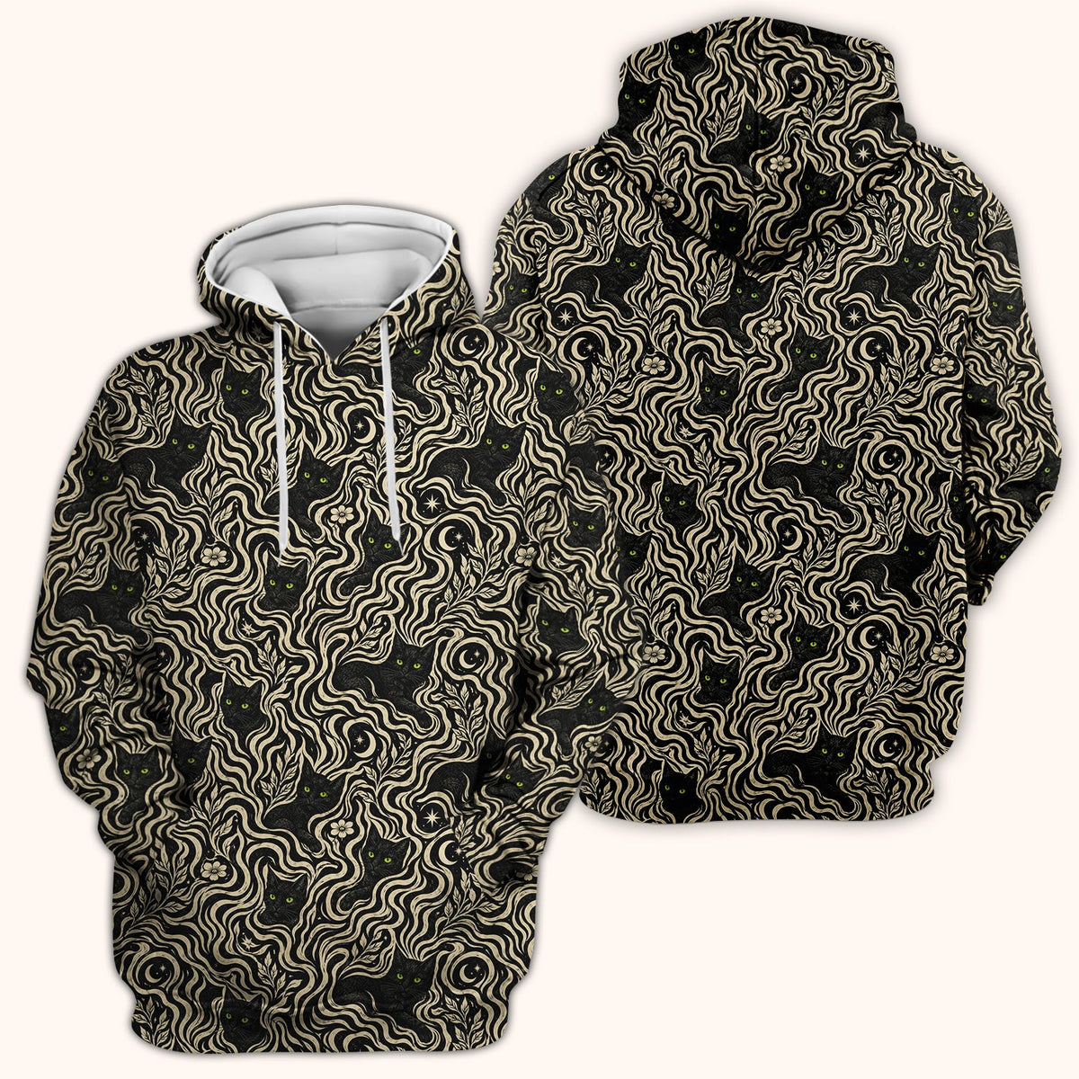 Mystical Black Cat Moonlit Nurse Scrub Top