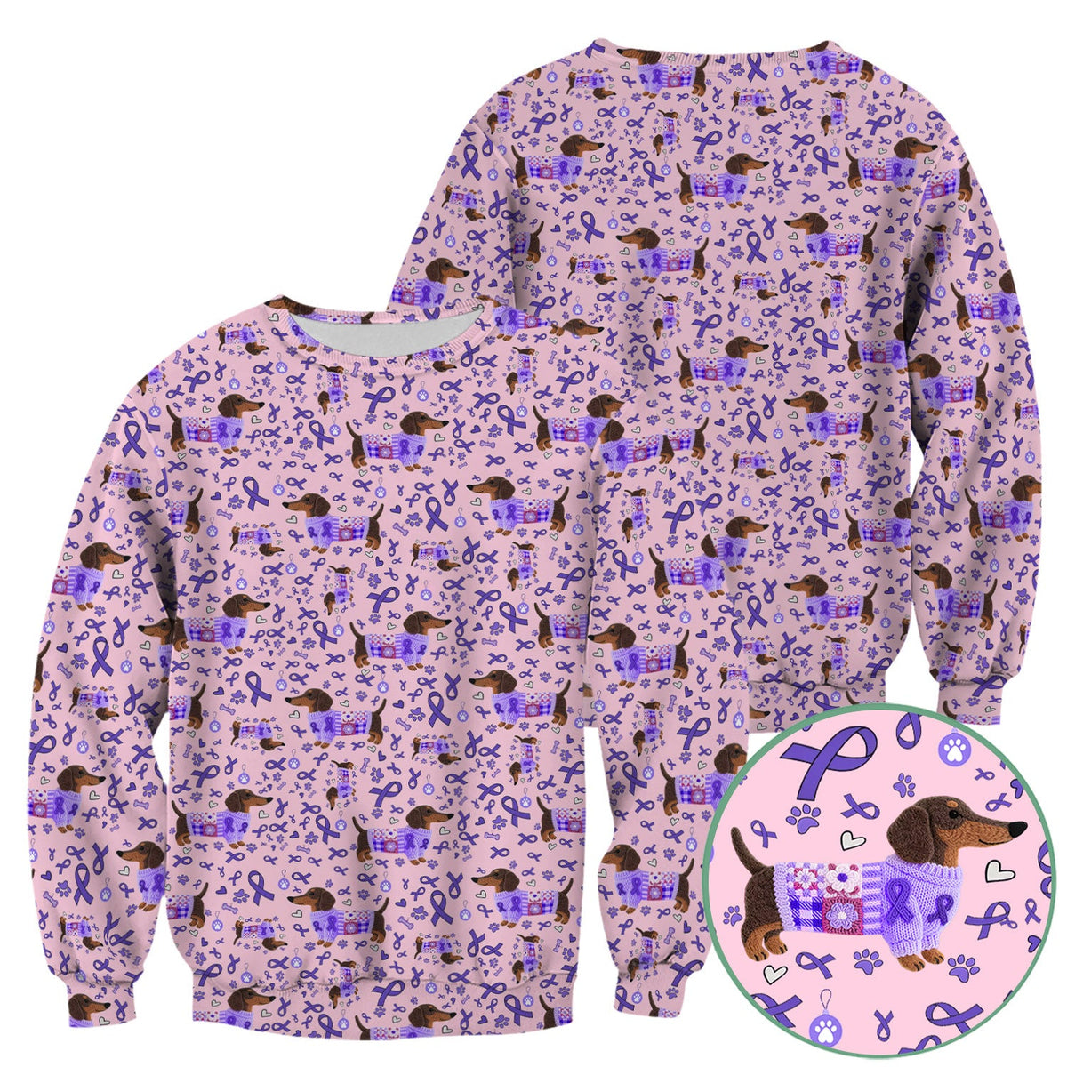 Purple Ribbon Dachshund Nurse Scrub Top