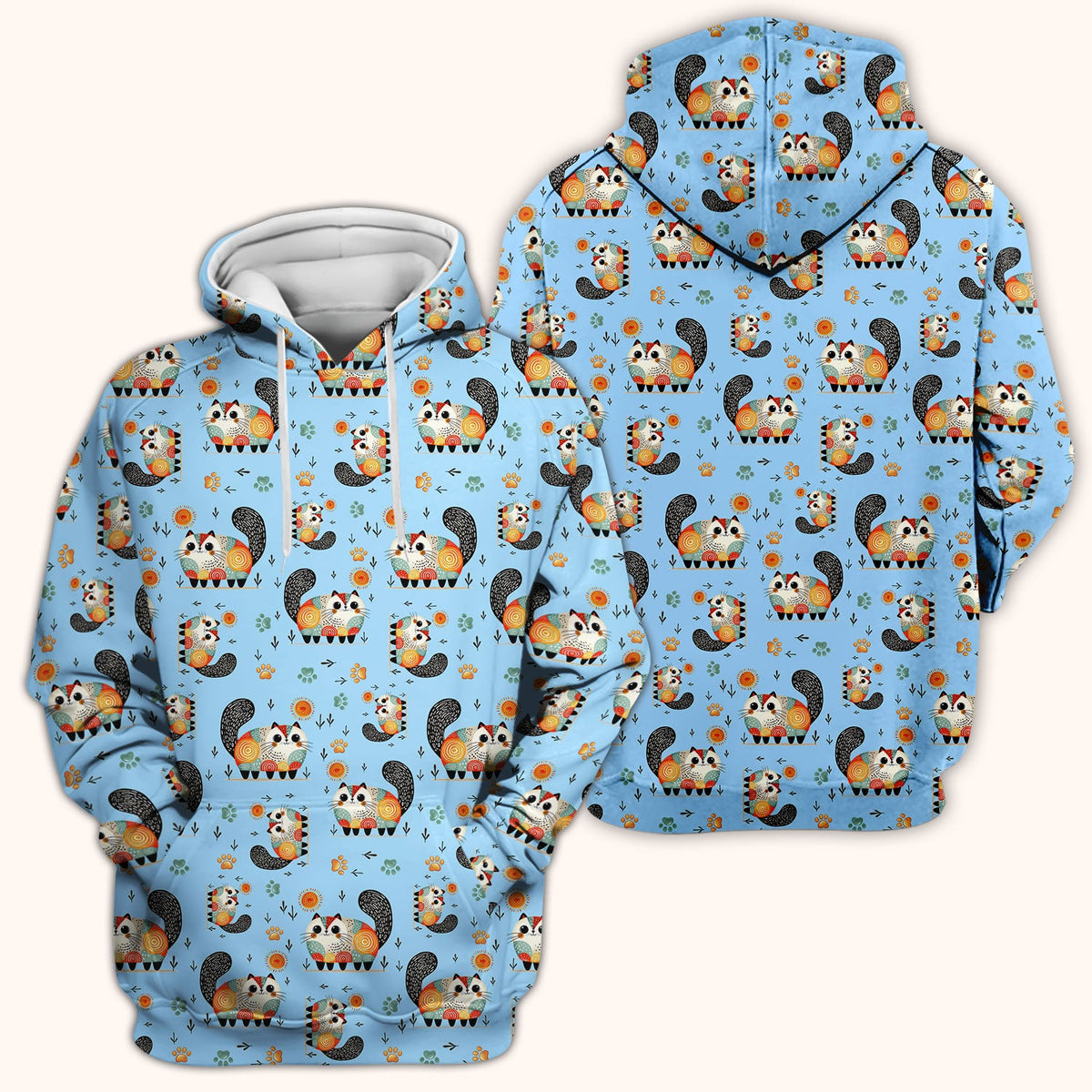 Cat Illustration Nurse Scrub Top