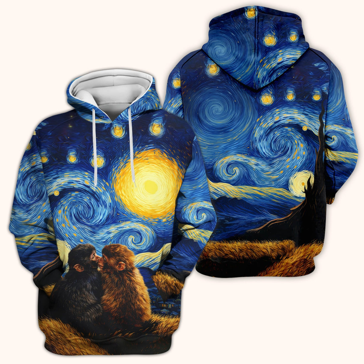 Romantic Monkey Night Sky Nurse Scrub Top