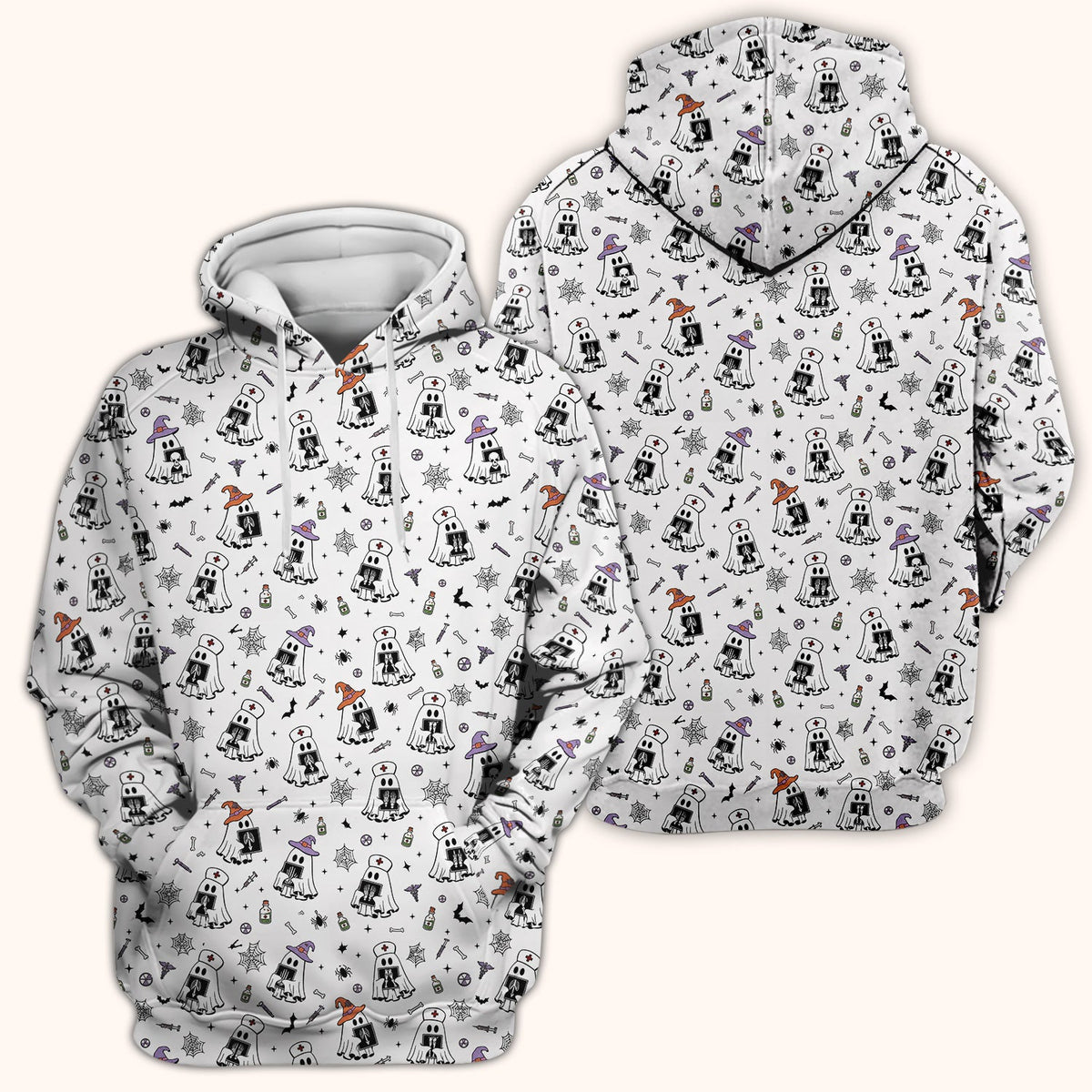 Ghost Nurses with X-Rays Scrub Top - Halloween Gift