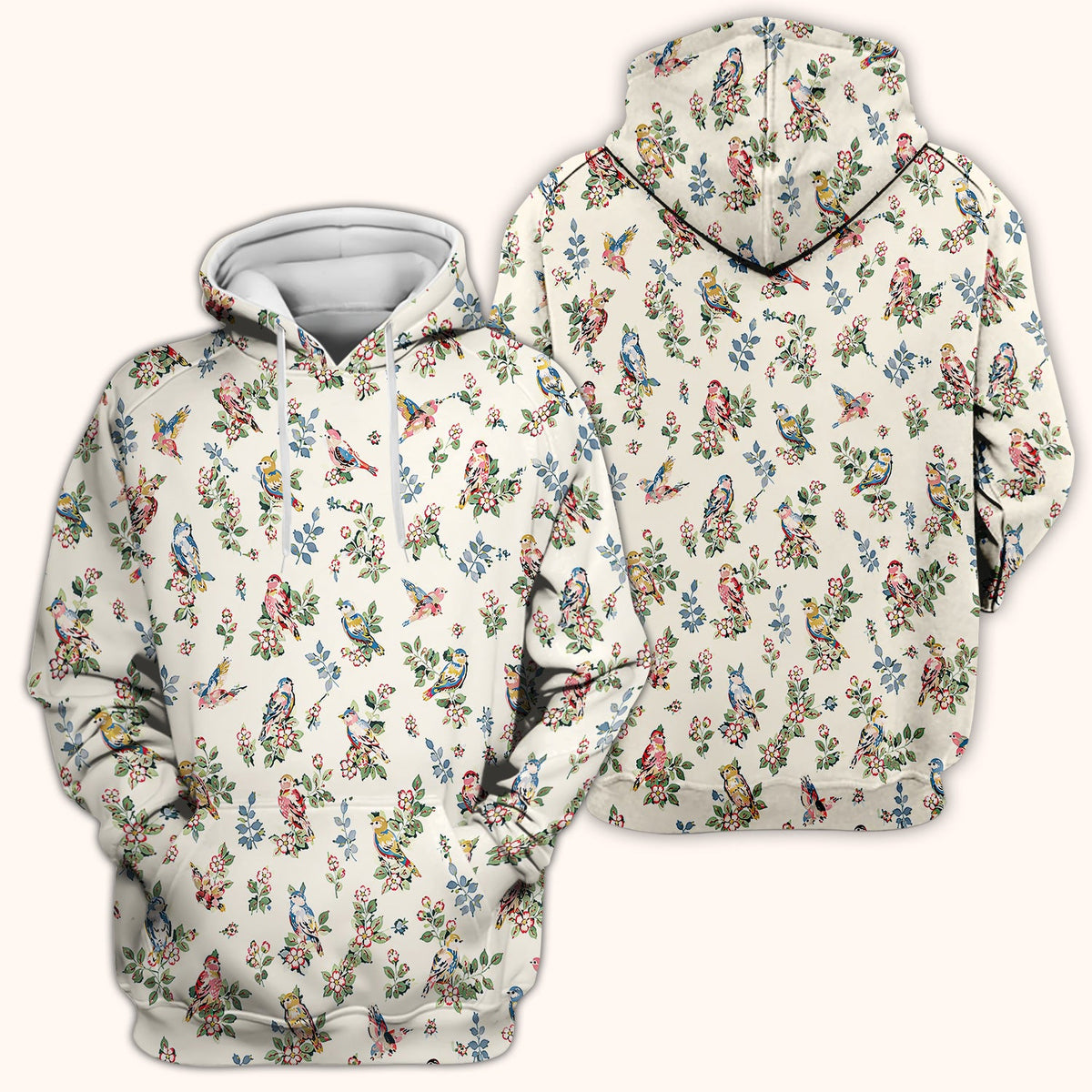 Vintage Birds Blossom Nurse Scrub Top