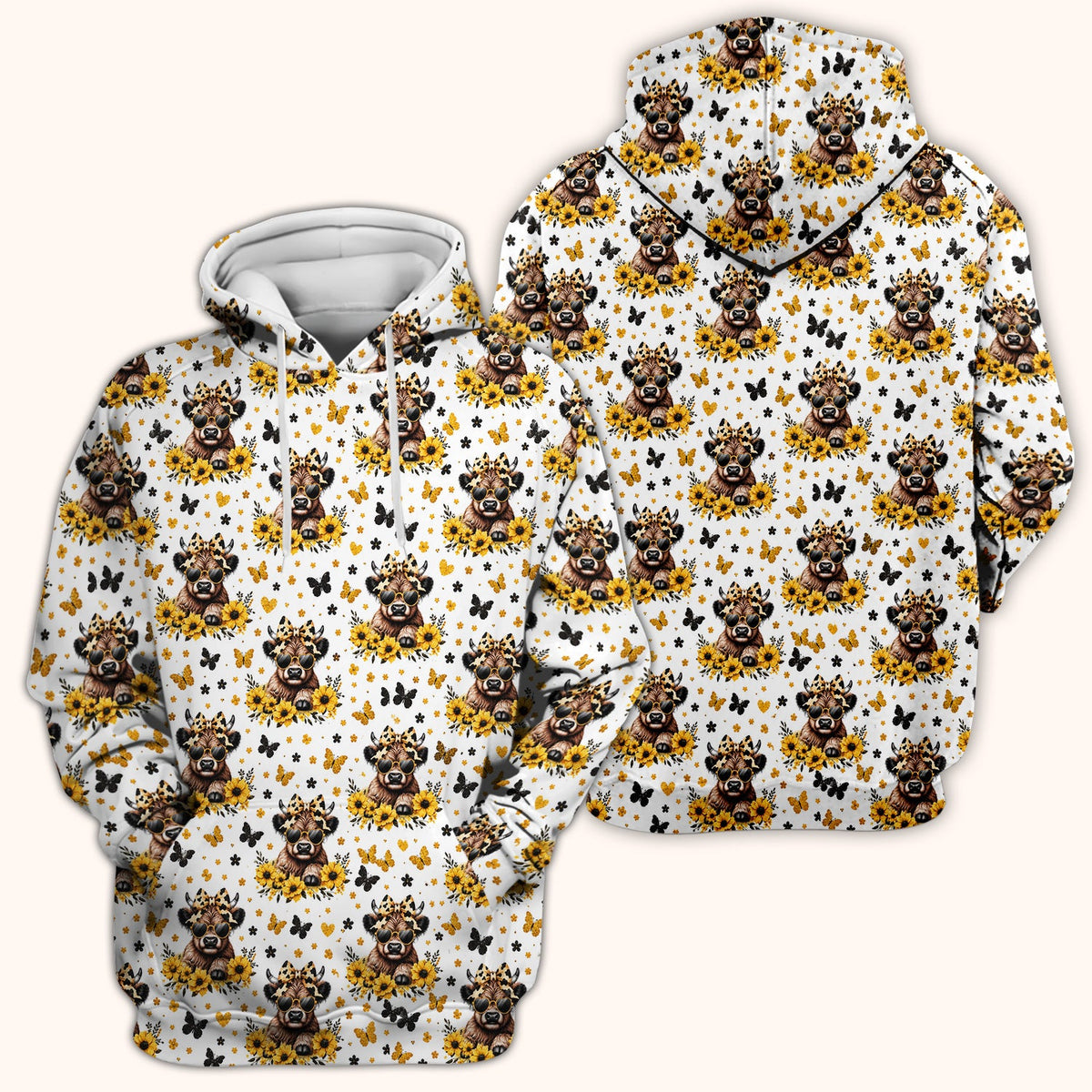 Cow Sunflower Bow Nurse Scrub Top