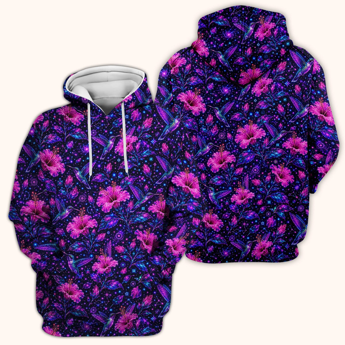 Galaxy Floral Hummingbird Nurse Scrub Top