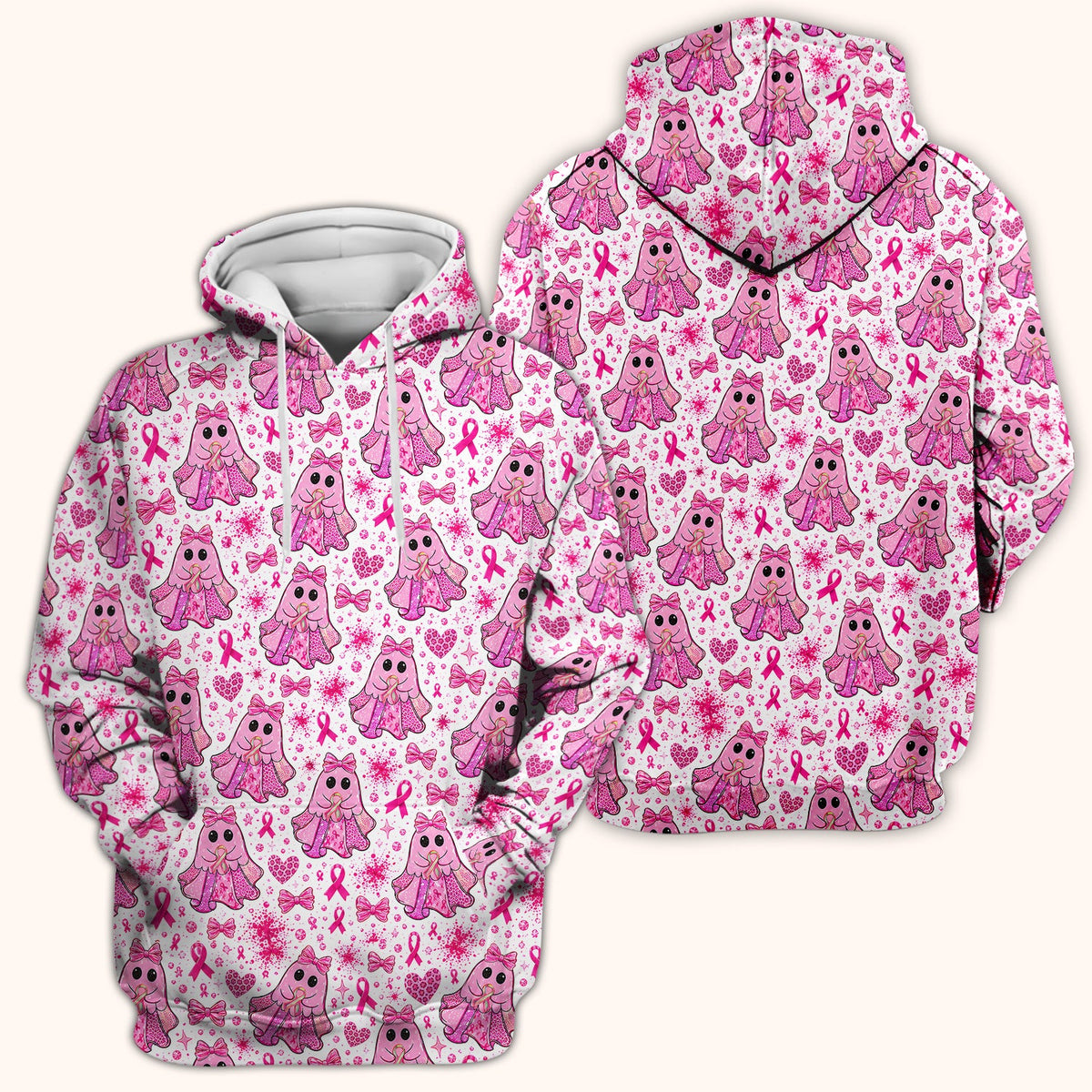 Breast Cancer Ribbon Ghost Princess Scrub Top, Comfortable Scrubs for Nurses