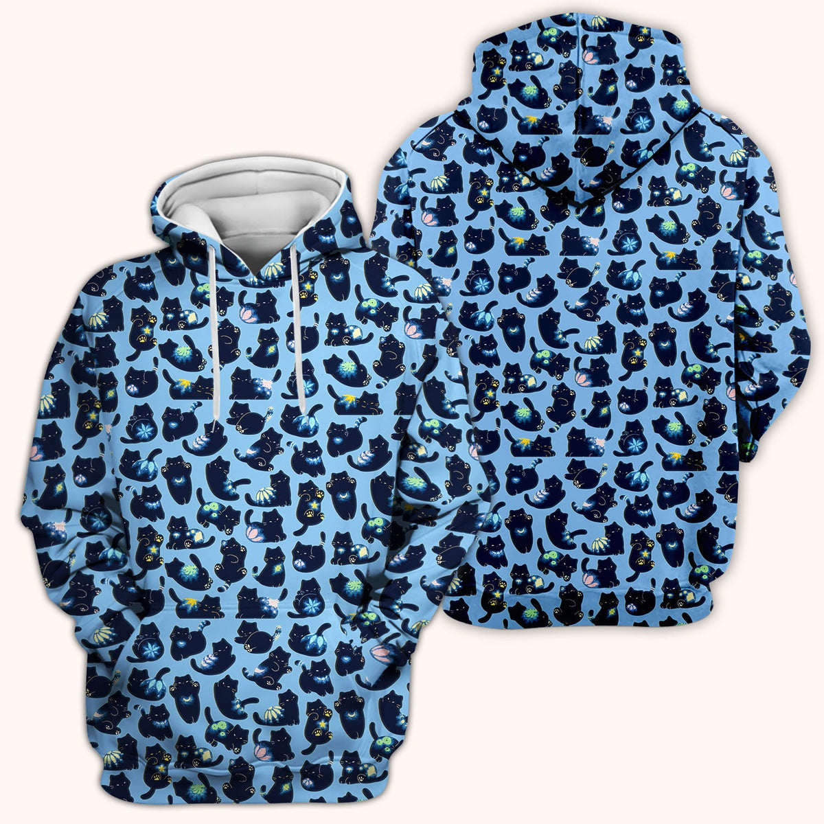 Midnight Black Cat Nurse Scrub Top