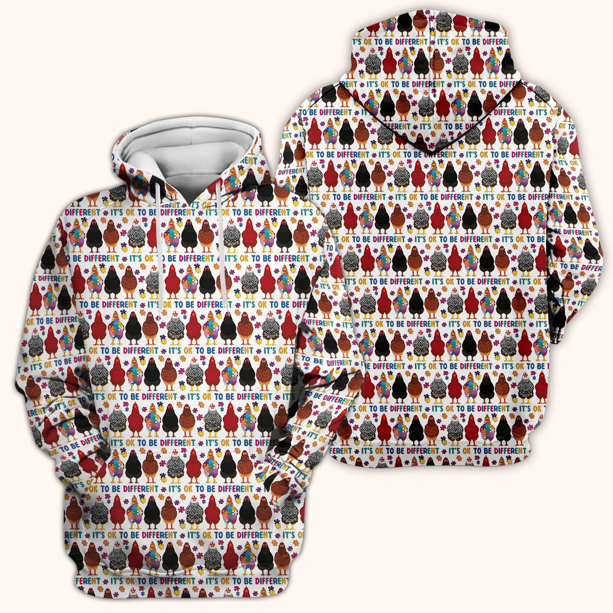 Autism Chicken It's OK To Be Different Nurse Scrub Top