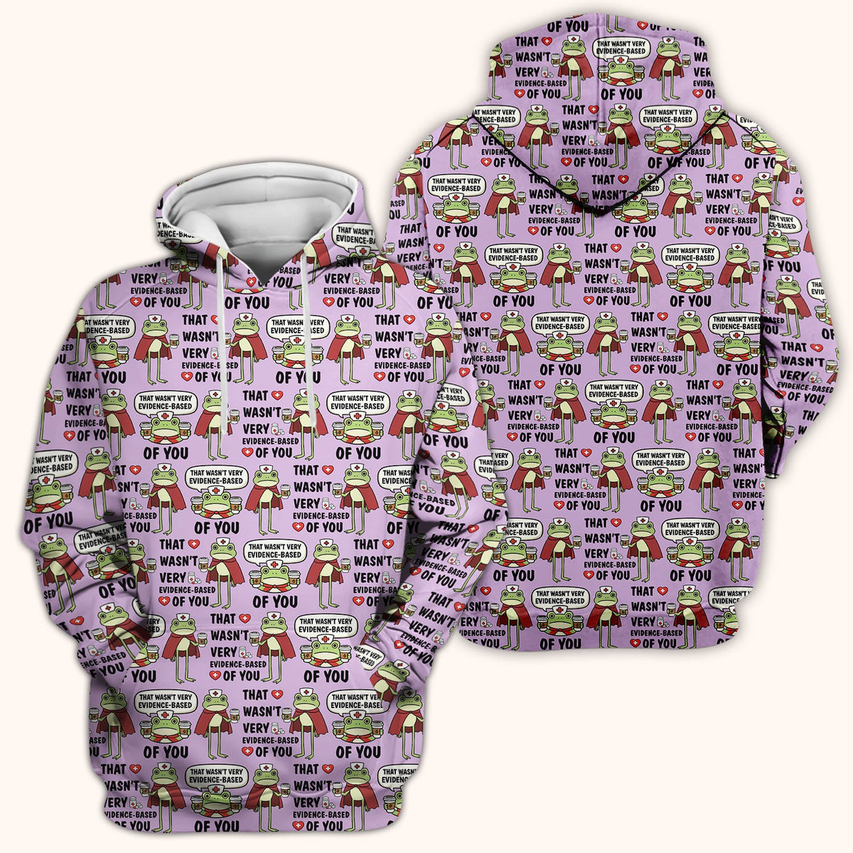 Funny Frog Nurse Quote Medical Pattern Scrub Top, Breathable Fabrics Nursing Uniform