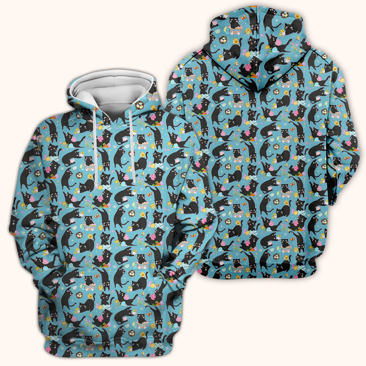 Black Cat Easter Egg Nurse Scrub Top