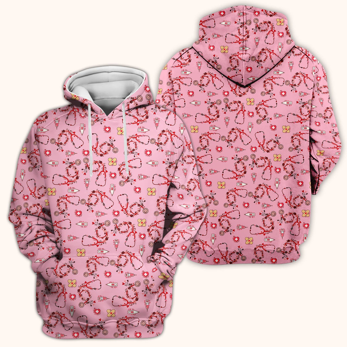 Heart Stethoscope Nurse Scrub Top