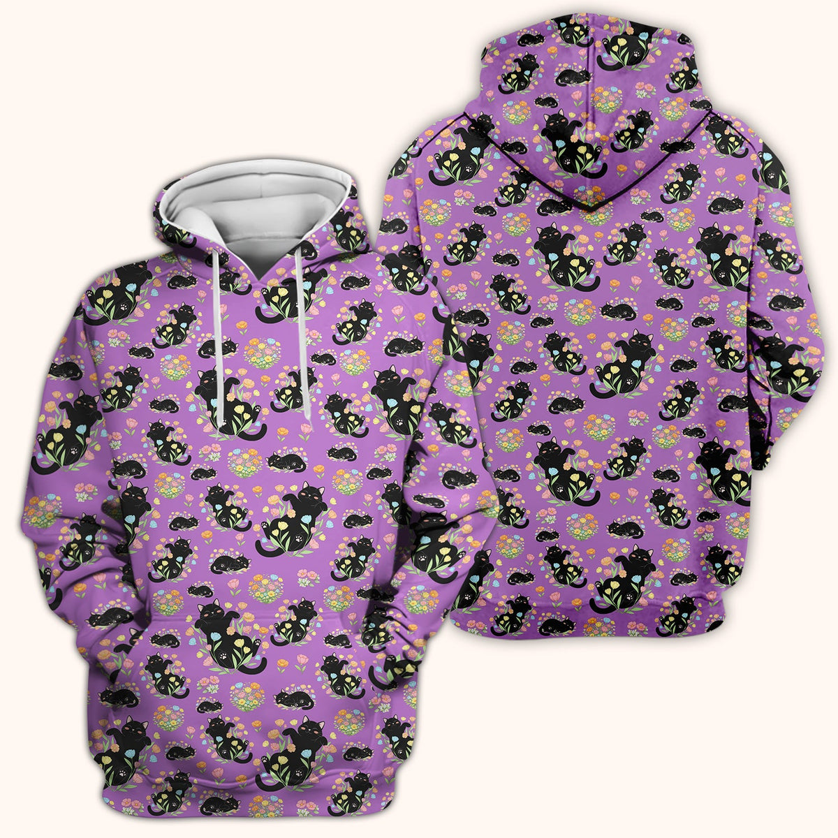 Cats Cute Poses Floral Nurse Scrub Top