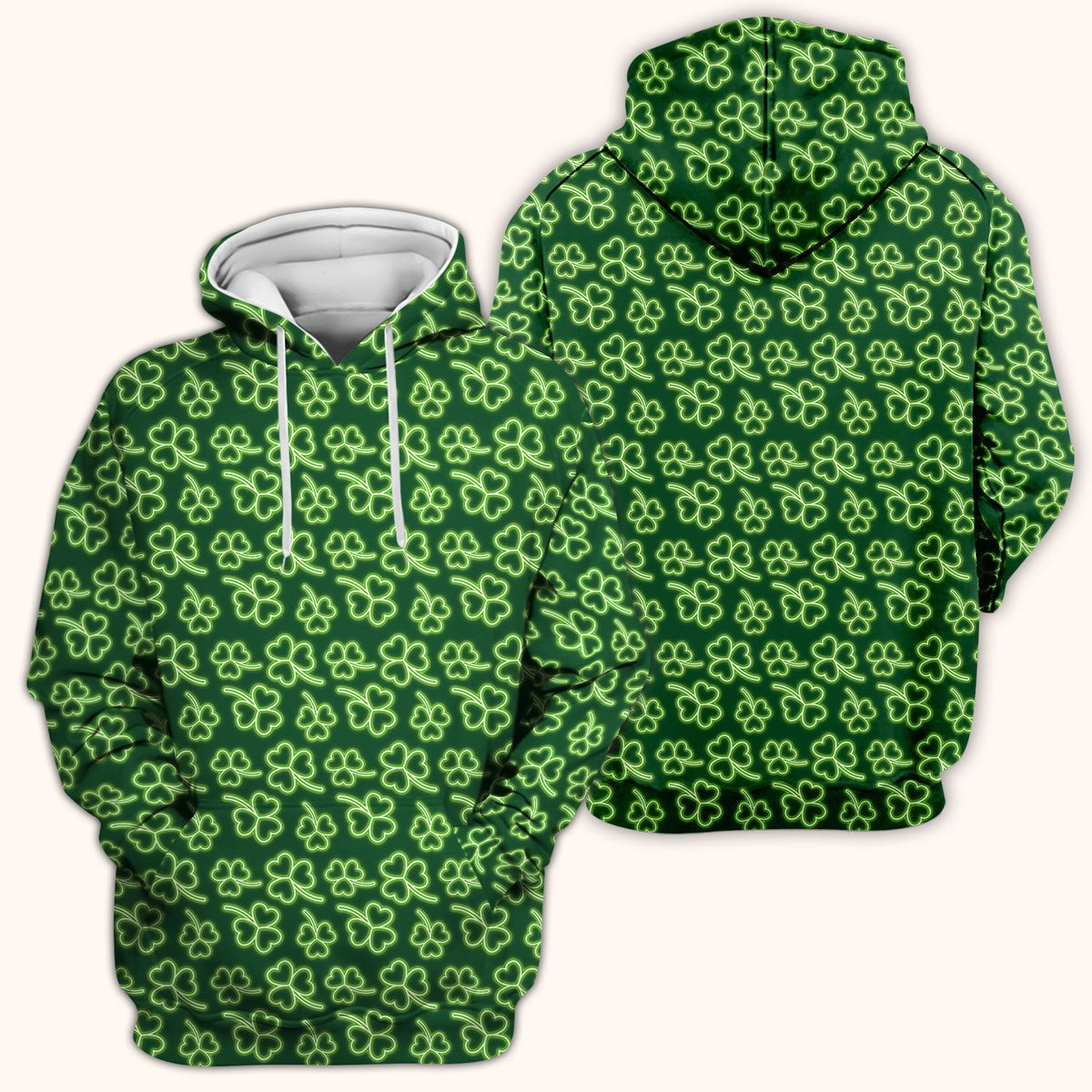 Neon Shamrock Nurse Scrub Top, St. Patrick’s Day Glow Green Pattern Pattern Shirt,  Breathable Fabrics Nursing Uniform