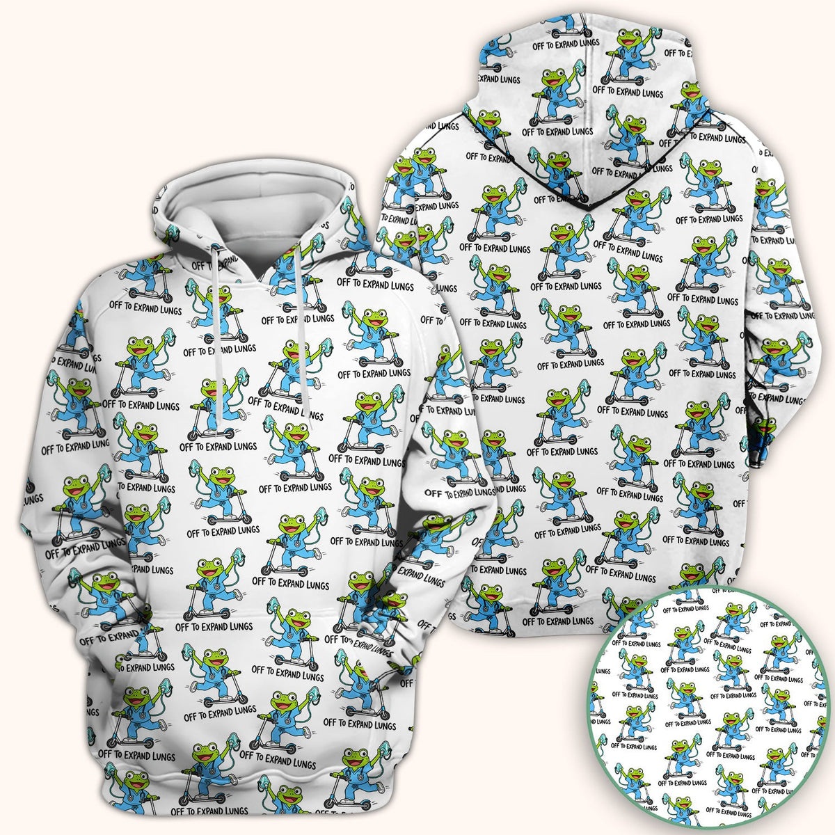 Off To Expand Lungs Frog Nurse Scrub Top
