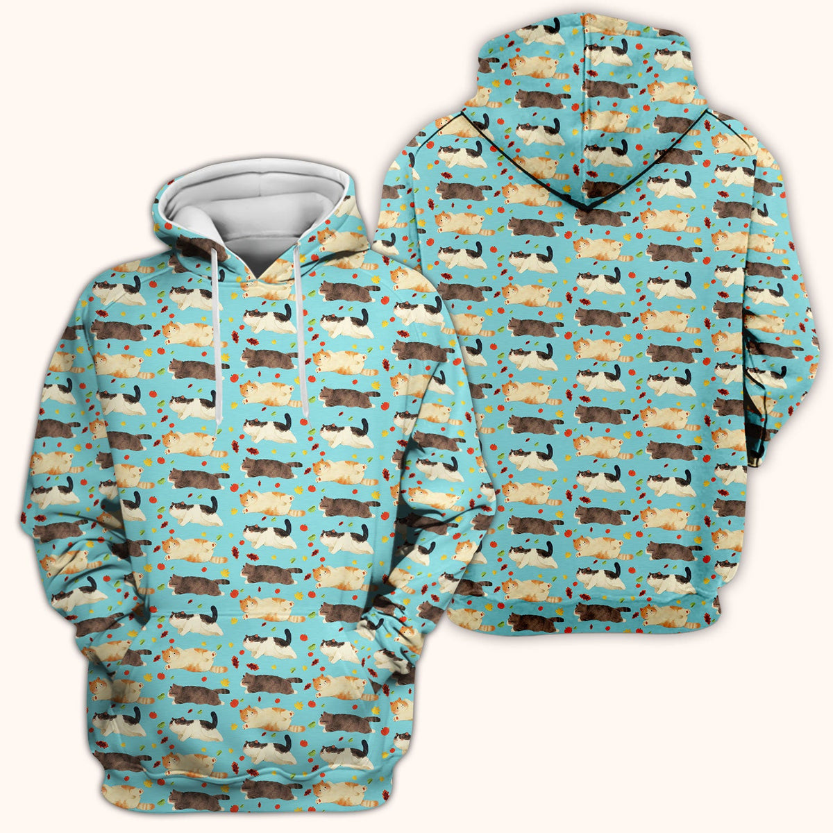 Chubby Cat Autumn Leaves Nurse Scrub Top