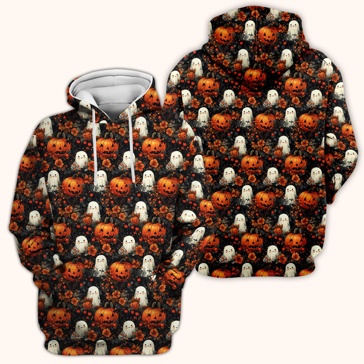 Spooky Ghost Pumpkin Nurse Scrub Top
