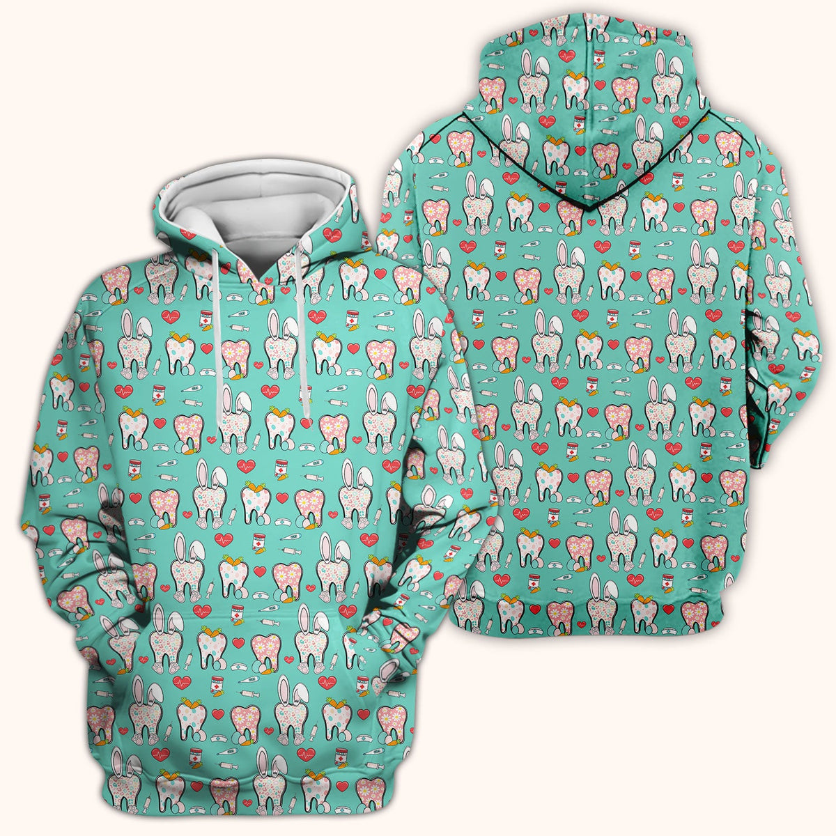 Easter Bunny Dentist Nurse Scrub Top