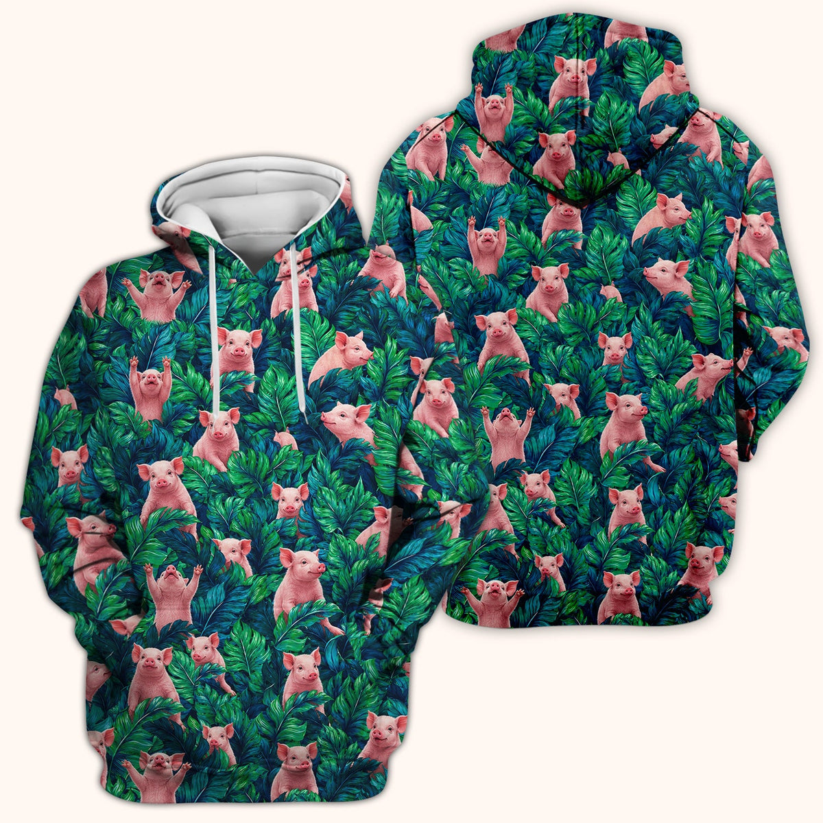 Piglet Jungle Leaves Nurse Scrub Top