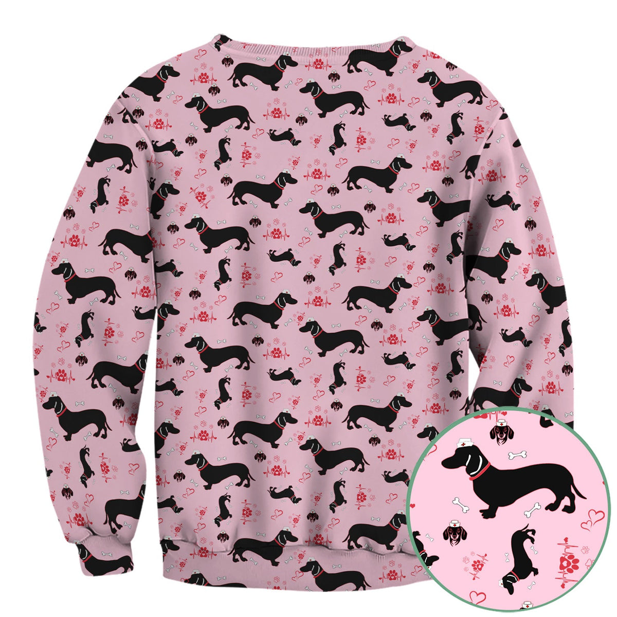 Dachshund Scrub Top - Cute Dog Print Scrubs for Women, Men Multi Color - Animal Scrub Shirt Gift for Nurse, CNA, RN, Doctor