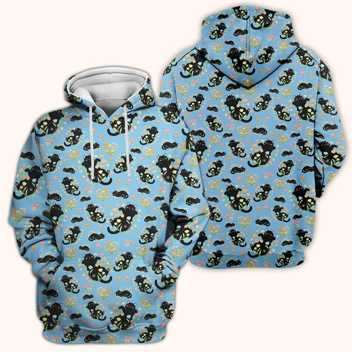 Cats Cute Poses Floral Nurse Scrub Top