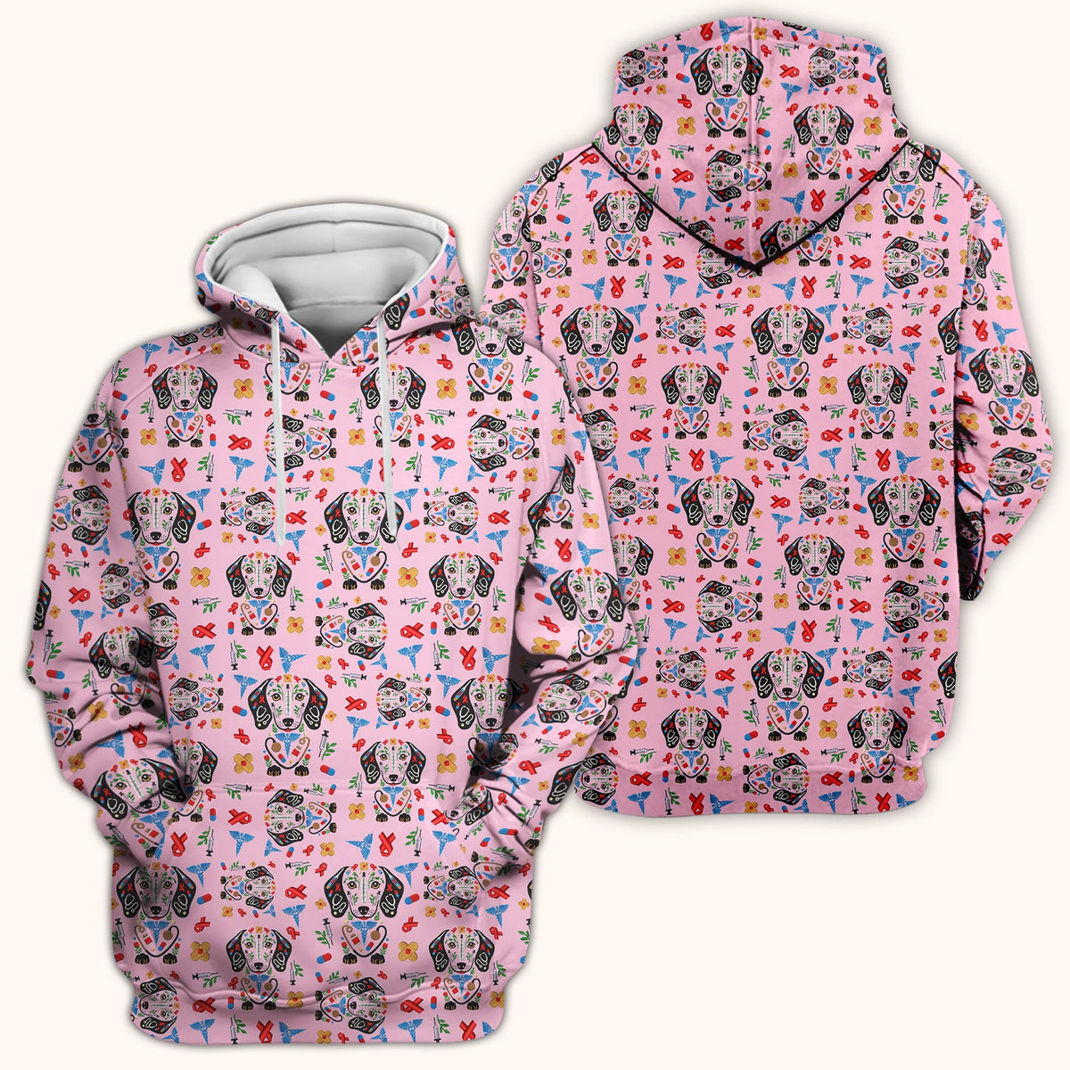 Dachshund Medical Icon Nurse Scrub Top