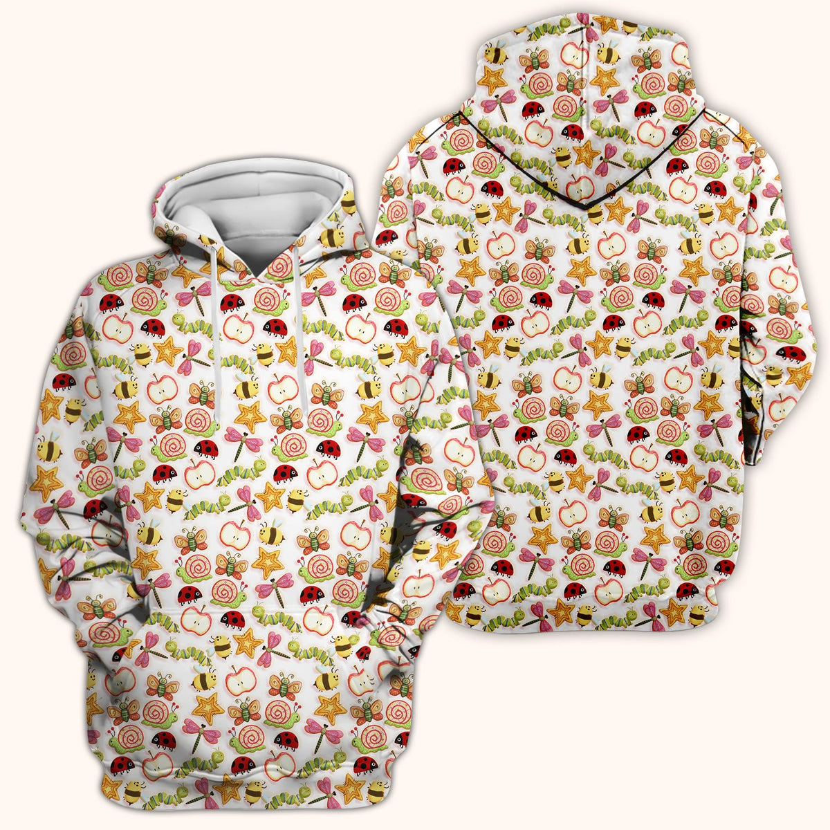 Snail Ladybug Caterpillar Apple Garden Nurse Scrub Top