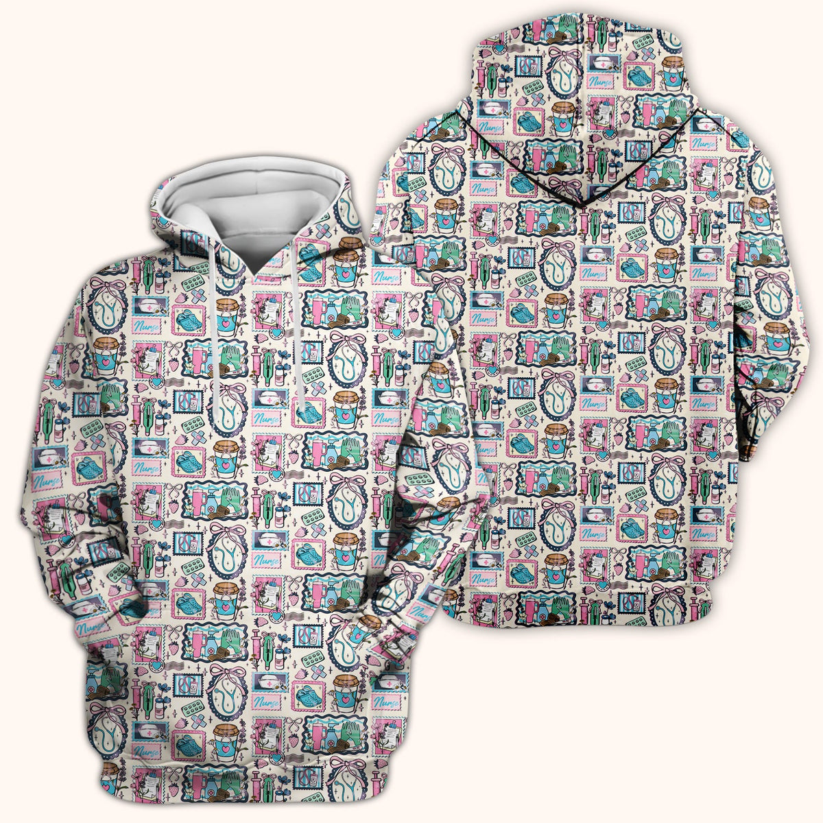 Stethoscope Syringe Frame Nurse Scrub Top