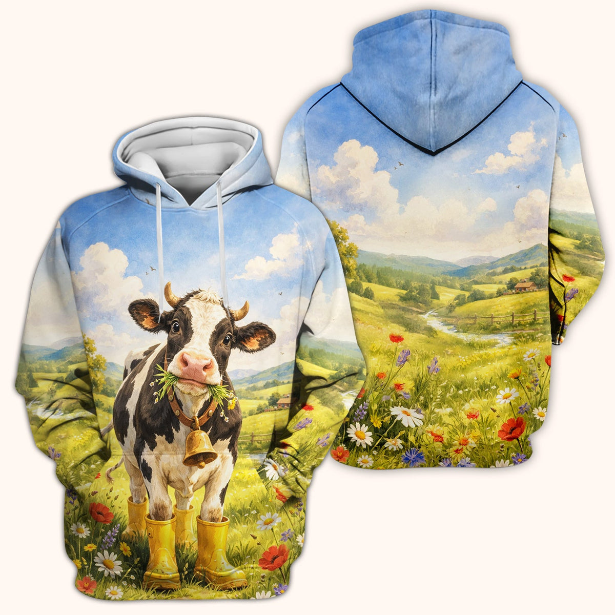 Cow Wearing Boots Nurse Scrub Top