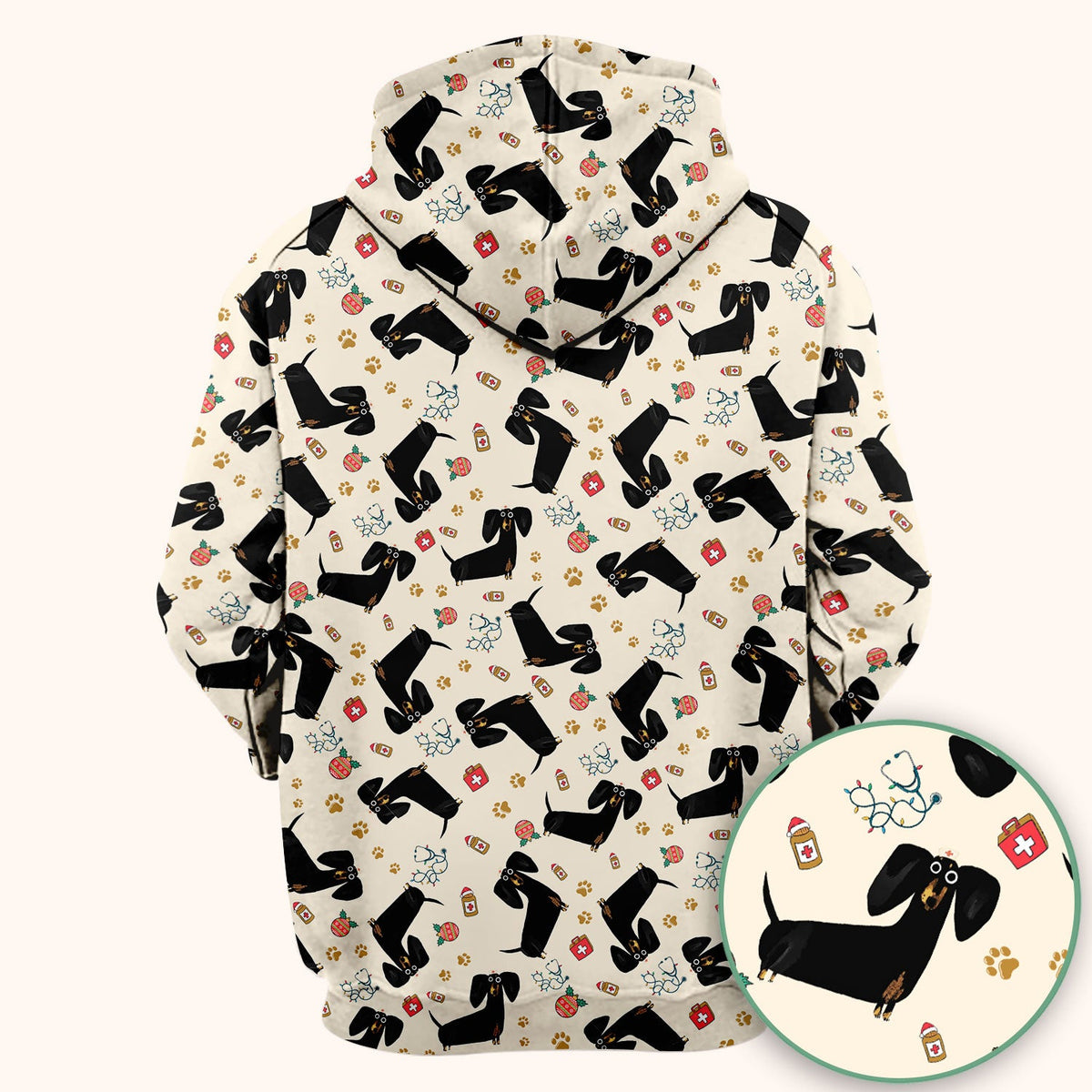 Black Dachshund Nurse Scrub Top - Gift For Dog Lover